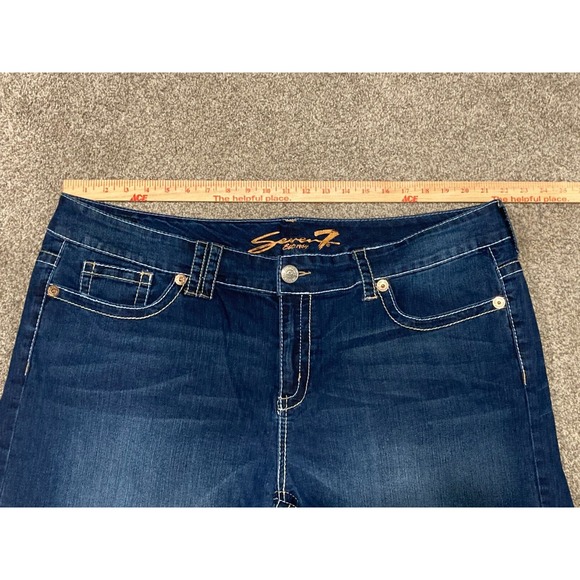 Seven7 LUXE Women's Stretch Blue Denim Jean Bermuda Shorts Size 24W - Picture 2 of 10